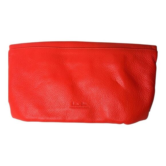 India Hicks Carmen Leather Clutch In Flamingo. - Picture 3 of 13